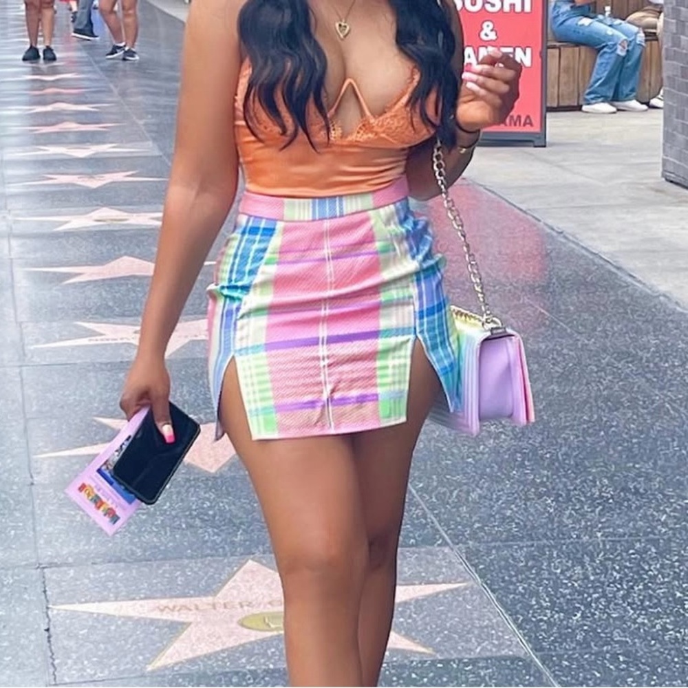 Colorful Plaid Mini Skirt